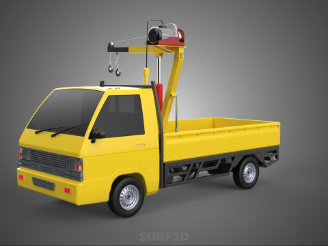 PICKUP TRUCK ELECTRIC WINCH HOIST LIFT BOOM HYDRAULIC CRANE JIB 3D Model