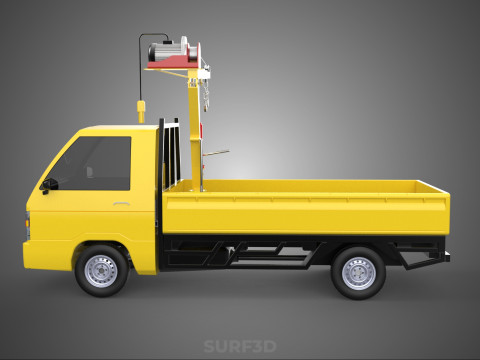 PICKUP TRUCK ELECTRIC WINCH HOIST LIFT BOOM HYDRAULIC CRANE JIB 3D Model