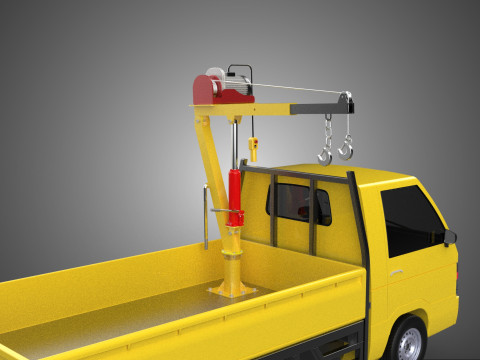 PICKUP TRUCK ELECTRIC WINCH HOIST LIFT BOOM HYDRAULIC CRANE JIB 3D Model