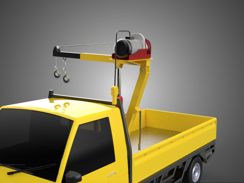 PICKUP TRUCK ELECTRIC WINCH HOIST LIFT BOOM HYDRAULIC CRANE JIB 3D Model