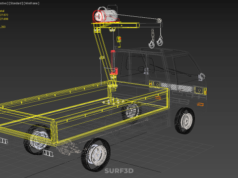 PICKUP TRUCK ELECTRIC WINCH HOIST LIFT BOOM HYDRAULIC CRANE JIB 3D Model