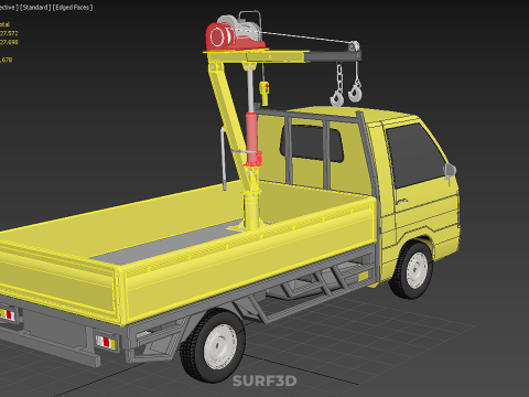 PICKUP TRUCK ELECTRIC WINCH HOIST LIFT BOOM HYDRAULIC CRANE JIB 3D Model