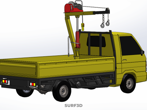 PICKUP TRUCK ELECTRIC WINCH HOIST LIFT BOOM HYDRAULIC CRANE JIB 3D Model