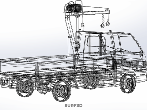 PICKUP TRUCK ELECTRIC WINCH HOIST LIFT BOOM HYDRAULIC CRANE JIB 3D Model