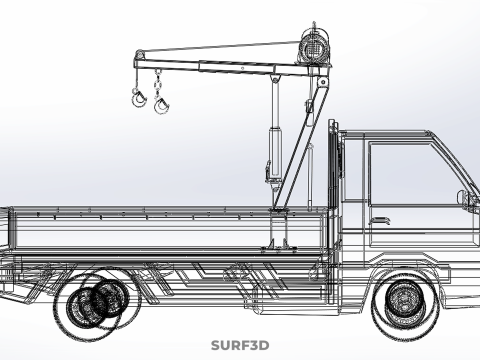 SMALL MINI COMPACT PICKUP TRUCK WINCH HOIST HYDRAULIC CRANE JIB Model 3D