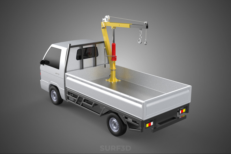 SWIVEL JIB CRANE LIFTING WINCH HOIST HOOK FLATBED TRUCK PICKUP 3D 모델 .c4d .max .obj .3ds .fbx .stl .blend