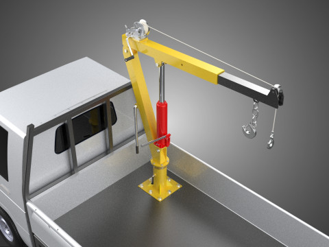SWIVEL JIB CRANE LIFTING WINCH HOIST HOOK FLATBED TRUCK PICKUP 3D 모델