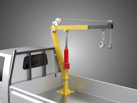 SWIVEL JIB CRANE LIFTING WINCH HOIST HOOK FLATBED TRUCK PICKUP 3D 모델