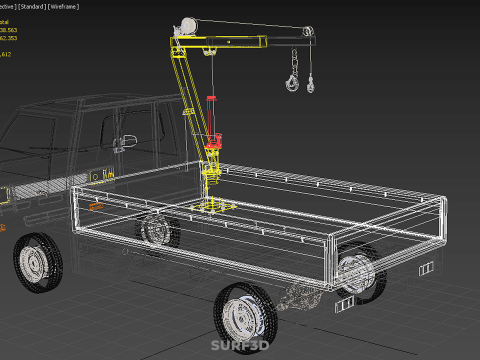 SWIVEL JIB CRANE LIFTING WINCH HOIST HOOK FLATBED TRUCK PICKUP 3D 모델