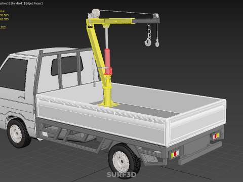 SWIVEL JIB CRANE LIFTING WINCH HOIST HOOK FLATBED TRUCK PICKUP 3D 모델