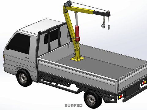SWIVEL JIB CRANE LIFTING WINCH HOIST HOOK FLATBED TRUCK PICKUP 3D 모델