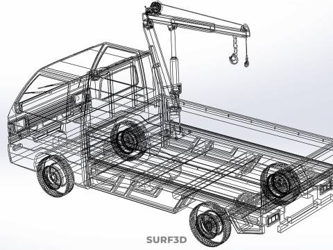 SWIVEL JIB CRANE LIFTING WINCH HOIST HOOK FLATBED TRUCK PICKUP 3D 모델