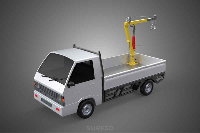 FOLDING HYDRAULIC JIB CRANE MANUAL HAND CRANK WINCH TRUCK PICKUP 3Dモデル .c4d .max .obj .3ds .fbx .stl .blend
