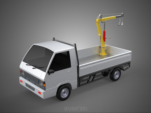 FOLDING HYDRAULIC JIB CRANE MANUAL HAND CRANK WINCH TRUCK PICKUP 3D 模型