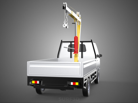 FOLDING HYDRAULIC JIB CRANE MANUAL HAND CRANK WINCH TRUCK PICKUP 3D Model