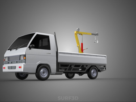 FOLDING HYDRAULIC JIB CRANE MANUAL HAND CRANK WINCH TRUCK PICKUP 3D Model