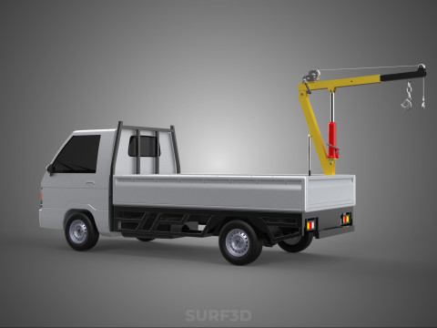 FOLDING HYDRAULIC JIB CRANE MANUAL HAND CRANK WINCH TRUCK PICKUP 3D Model