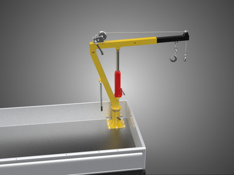FOLDING HYDRAULIC JIB CRANE MANUAL HAND CRANK WINCH TRUCK PICKUP 3D Model