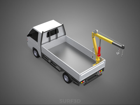 FOLDING HYDRAULIC JIB CRANE MANUAL HAND CRANK WINCH TRUCK PICKUP 3D Model