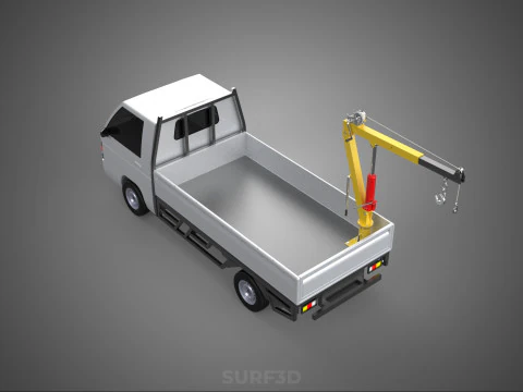 FOLDING HYDRAULIC JIB CRANE MANUAL HAND CRANK WINCH TRUCK PICKUP 3D Model