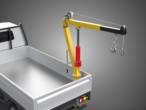 FOLDING HYDRAULIC JIB CRANE MANUAL HAND CRANK WINCH TRUCK PICKUP 3D Model