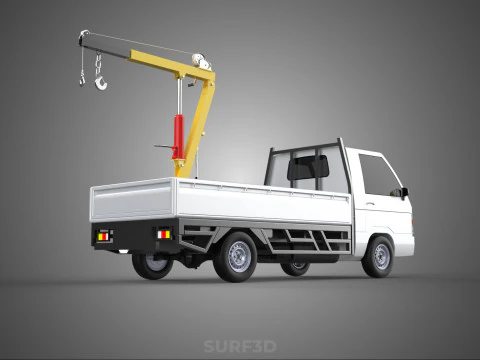FOLDING HYDRAULIC JIB CRANE MANUAL HAND CRANK WINCH TRUCK PICKUP 3D Model