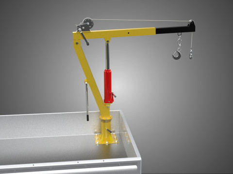 FOLDING HYDRAULIC JIB CRANE MANUAL HAND CRANK WINCH TRUCK PICKUP 3D Model