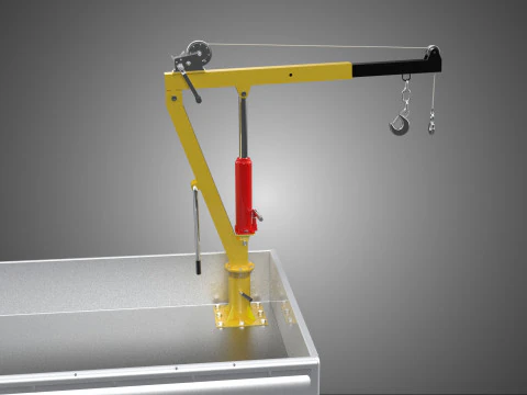 FOLDING HYDRAULIC JIB CRANE MANUAL HAND CRANK WINCH TRUCK PICKUP 3D Model