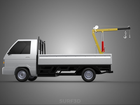 FOLDING HYDRAULIC JIB CRANE MANUAL HAND CRANK WINCH TRUCK PICKUP 3D Model