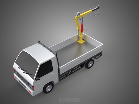 FOLDING HYDRAULIC JIB CRANE MANUAL HAND CRANK WINCH TRUCK PICKUP 3D Model