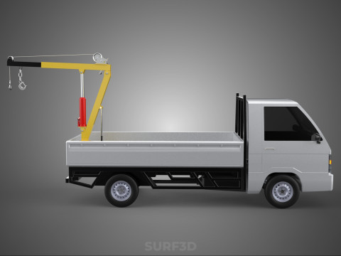 FOLDING HYDRAULIC JIB CRANE MANUAL HAND CRANK WINCH TRUCK PICKUP 3D Model