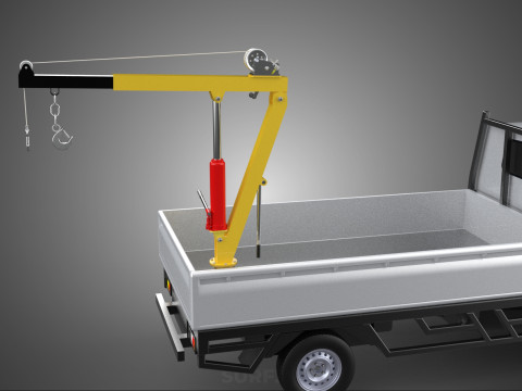 FOLDING HYDRAULIC JIB CRANE MANUAL HAND CRANK WINCH TRUCK PICKUP 3D Model