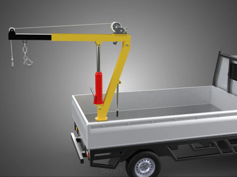 FOLDING HYDRAULIC JIB CRANE MANUAL HAND CRANK WINCH TRUCK PICKUP 3D Model