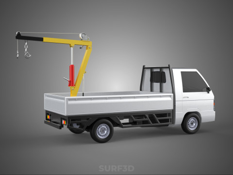 FOLDING HYDRAULIC JIB CRANE MANUAL HAND CRANK WINCH TRUCK PICKUP 3D Model