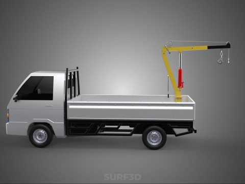 FOLDING HYDRAULIC JIB CRANE MANUAL HAND CRANK WINCH TRUCK PICKUP 3D Model