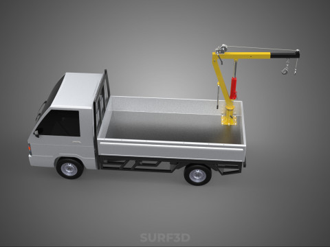 FOLDING HYDRAULIC JIB CRANE MANUAL HAND CRANK WINCH TRUCK PICKUP 3D Model