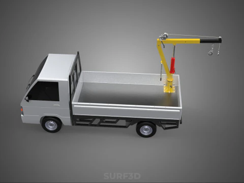 FOLDING HYDRAULIC JIB CRANE MANUAL HAND CRANK WINCH TRUCK PICKUP 3D Model