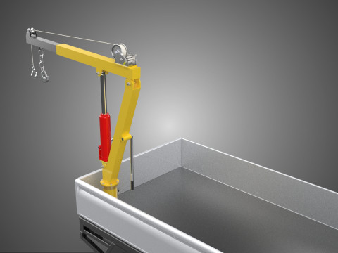 FOLDING HYDRAULIC JIB CRANE MANUAL HAND CRANK WINCH TRUCK PICKUP 3D Model