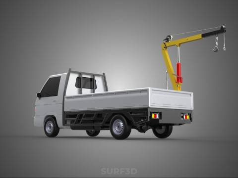 FOLDING HYDRAULIC JIB CRANE MANUAL HAND CRANK WINCH TRUCK PICKUP 3D Model