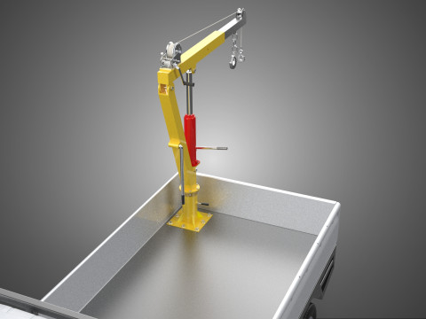 FOLDING HYDRAULIC JIB CRANE MANUAL HAND CRANK WINCH TRUCK PICKUP 3D Model