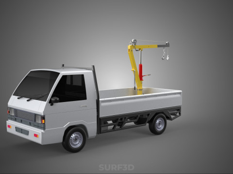 FOLDING HYDRAULIC JIB CRANE MANUAL HAND CRANK WINCH TRUCK PICKUP 3D Model