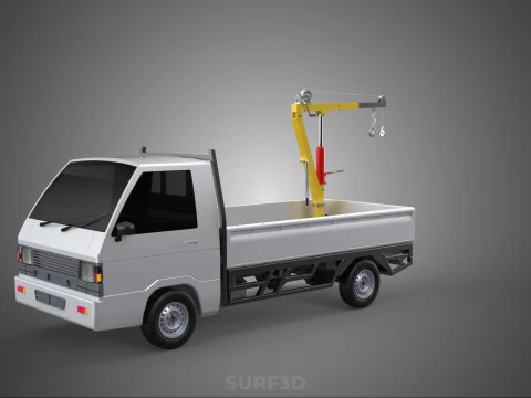 FOLDING HYDRAULIC JIB CRANE MANUAL HAND CRANK WINCH TRUCK PICKUP 3D Model