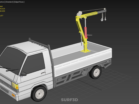 FOLDING HYDRAULIC JIB CRANE MANUAL HAND CRANK WINCH TRUCK PICKUP 3D Model