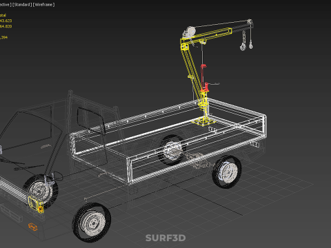 FOLDING HYDRAULIC JIB CRANE MANUAL HAND CRANK WINCH TRUCK PICKUP 3D Model
