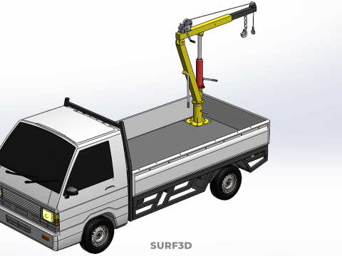 FOLDING HYDRAULIC JIB CRANE MANUAL HAND CRANK WINCH TRUCK PICKUP 3D Model