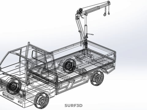 FOLDING HYDRAULIC JIB CRANE MANUAL HAND CRANK WINCH TRUCK PICKUP 3D Model