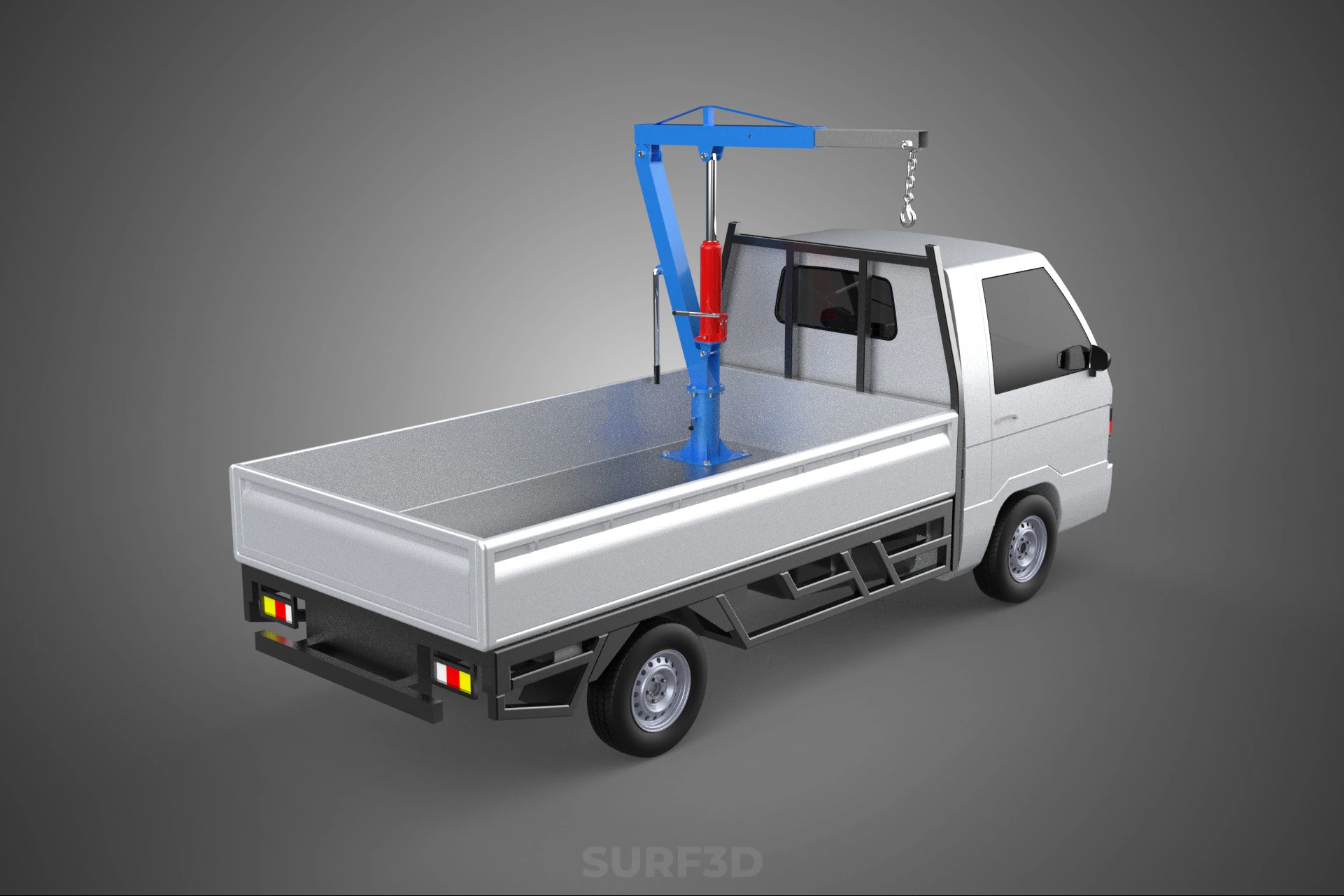 MANUAL HYDRAULIC JACK LIFTING HOIST JIB CRANE HOOK PICKUP TRUCK 3D Model .c4d .max .obj .3ds .fbx .stl .blend