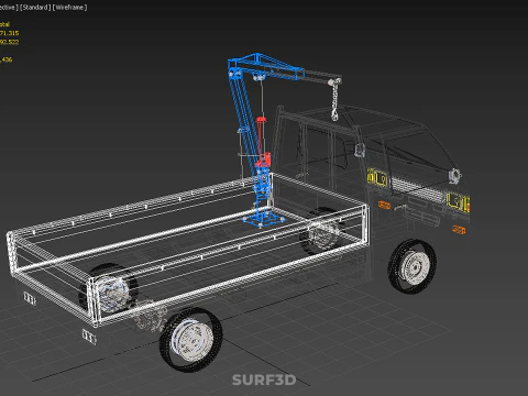 MANUAL HYDRAULIC JACK LIFTING HOIST JIB CRANE HOOK PICKUP TRUCK 3D Model