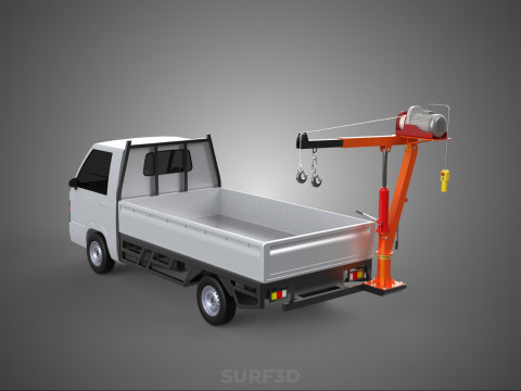 FOLDING MOUNTED BED CRANE HOIST LIFT ELECTRIC WINCH PICKUP TRUCK 3D मॉडल