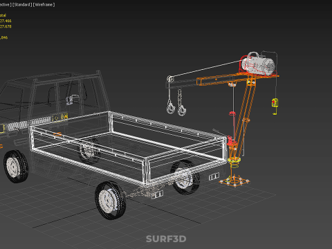 KATLANIR YATAKLI VİNÇ KALDIRMA ELEKTRİKLİ VİNÇ KAMYON 3D Model